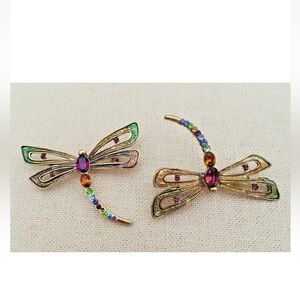 LOT OF 2 Vintage MONET Dragonfly
Pins Brooch Citrine Amber
Rhinestones Enamel